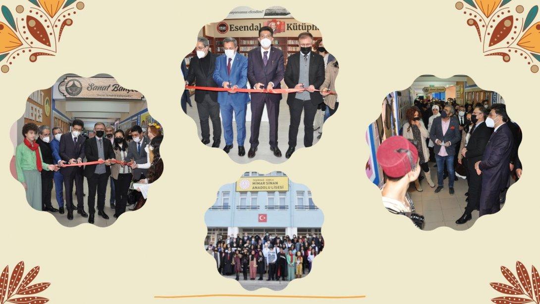 Çorlu Mimar Sinan Anadolu Lisesi Sanat Bahçesi ve Esendal Kütüphanesi Açılışı Yapıldı