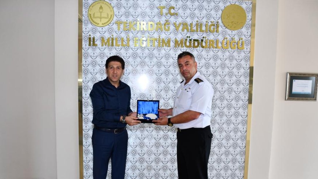 İl Jandarma Alay Komutanı J. Alb. Ahmet Çetin İl Milli Eğitim Müdürümüz Ersan Ulusan'ı Makamında Ziyaret Etti