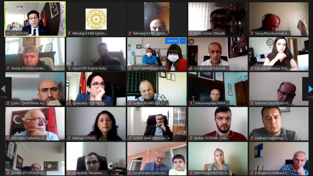 İl Milli Eğitim Müdürümüz Ersan Ulusan'ın Başkanlığında Çevrim İçi Okul Tanıtım Günleri Bilgilendirme Toplantısı Yapıldı