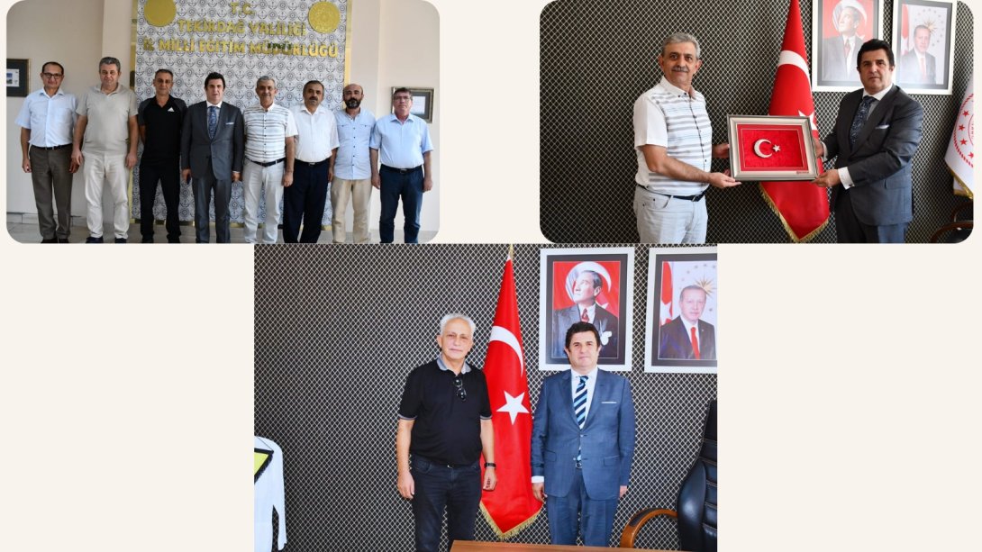 Tekirdağ Eğitim Bir-Sen ve Türk Eğitim-Sen Sendika Başkanları İl Millî Eğitim Müdürümüz Abdülaziz Yeniyol'u Makamında Ziyaret Etti