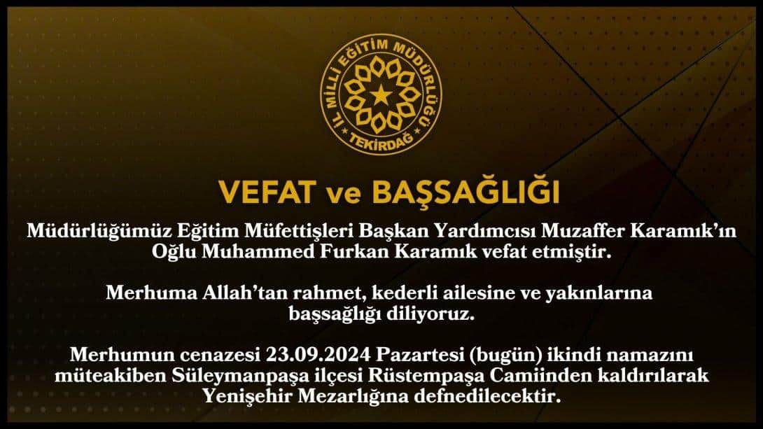 Vefat ve Başsağlığı Mesajı