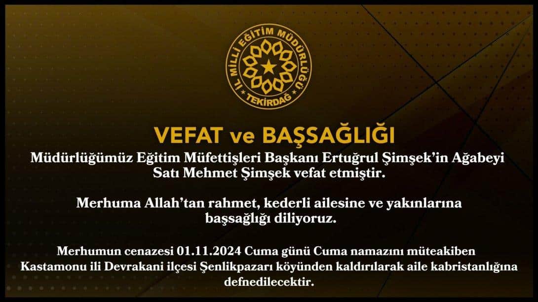 Vefat ve Başsağlığı Mesajı